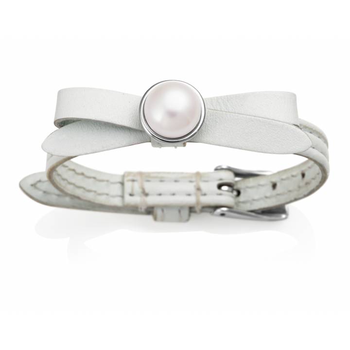 jersey Pearl Joli White Leather & Pearl Bracelet, Was £ 85.00