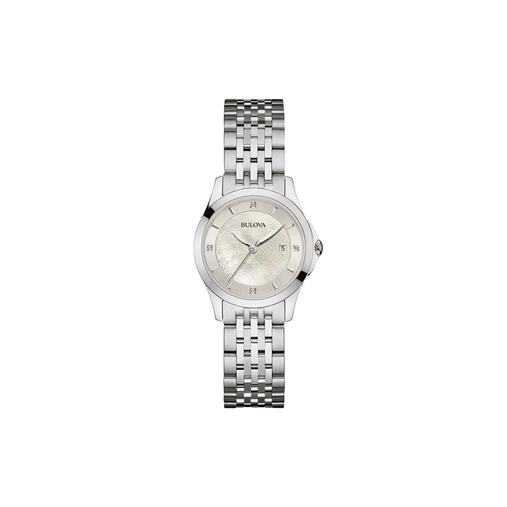 Bulova Ladies Classic Diamond Dial Steel Watch 96S160, Was £245