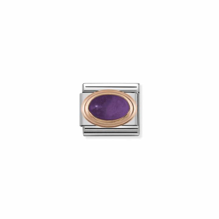 Nomination Steel & 9ct Gold Oval Amethyst Charm 2401750