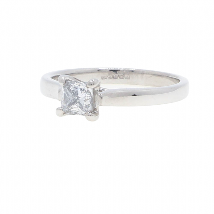 Pre-Owned Platinum Princess Cut Diamond Solitaire Ring 0.59ct