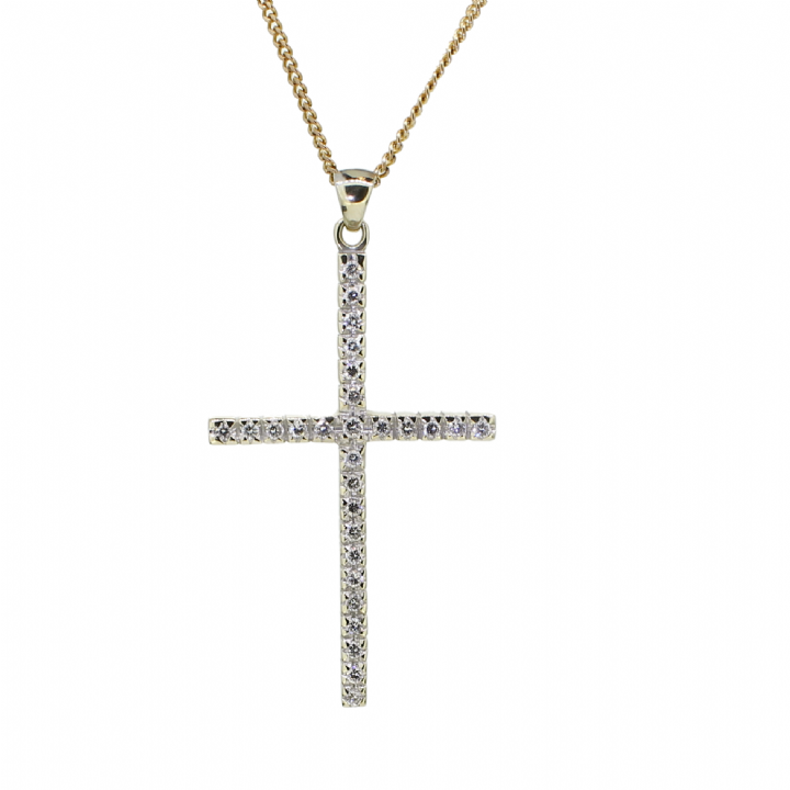 Pre-Owned 18ct White  Gold Diamond Cross Pendant 0.57ct Total