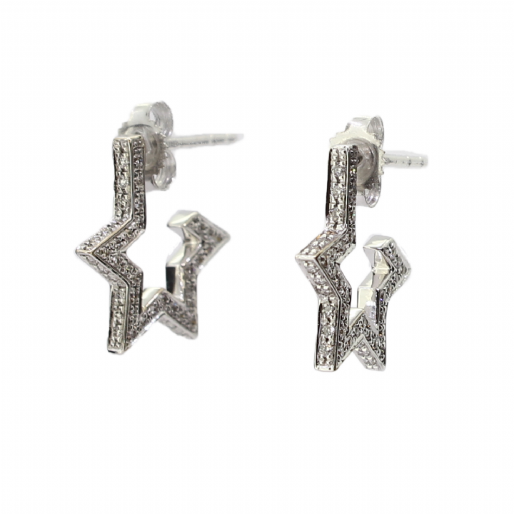 Pre-Owned 18ct White Gold Diamond Star Earrings Total 0.50ct