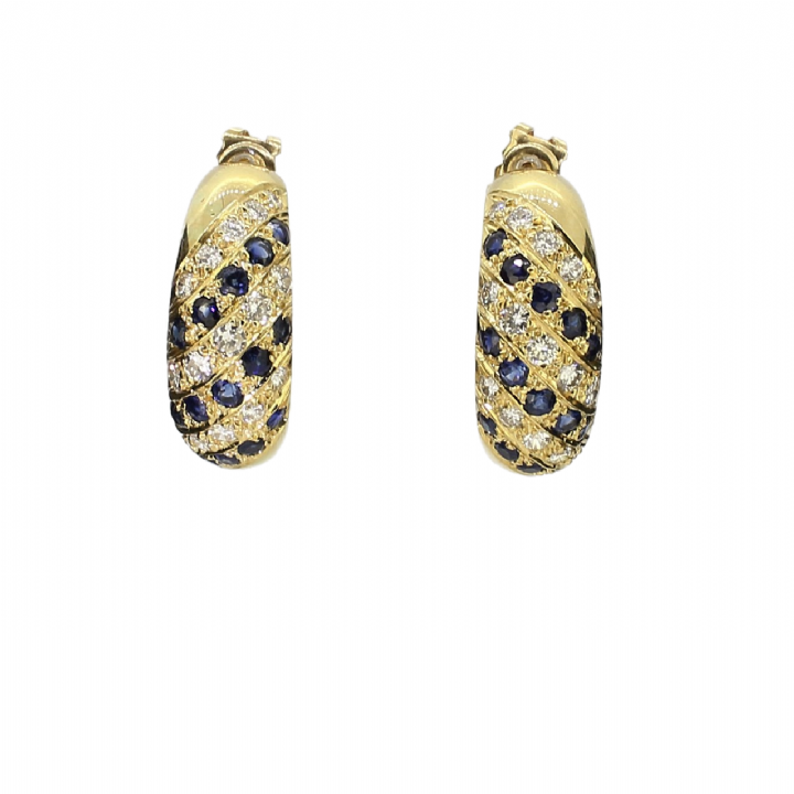 Pre-Owned 18ct Yellow Gold Diamond & Sapphire Earrings