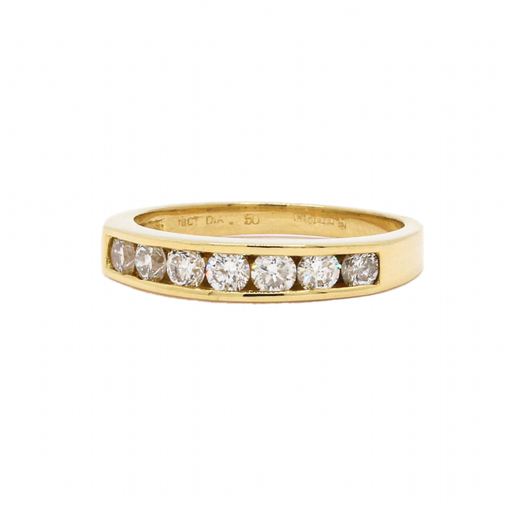 Pre-Owned 18ct Yellow Gold Diamond Half Eternity Ring Total 50pt 1603344