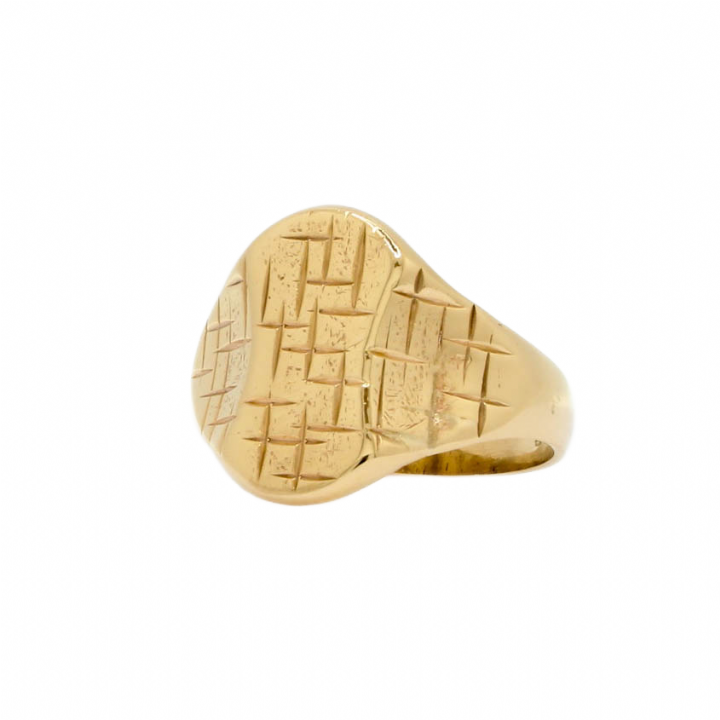 Pre-Owned 9ct Yellow Gold Textured Signet Ring