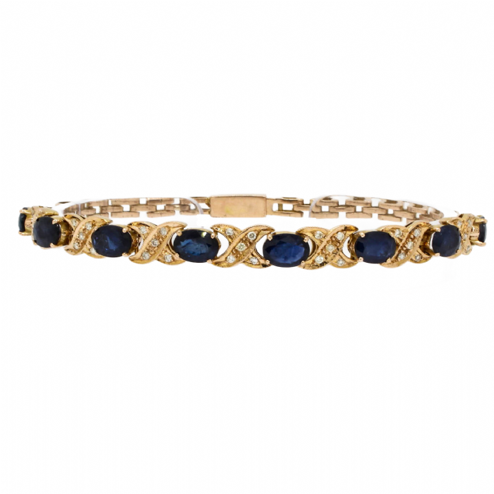 Pre-Owned 9ct Yellow Gold Diamond & Sapphire Bracelet 1607750