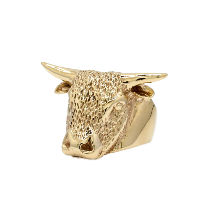 Pre-Owned 9ct Yellow Gold Buffalo Head Ring 1508097