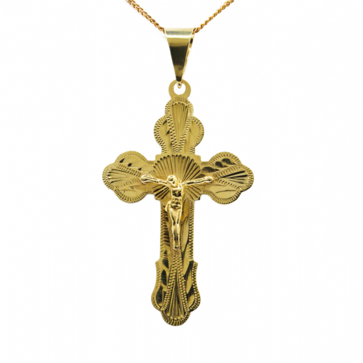 Pre-Owned 9ct Yellow Gold Fancy Crucifix Pendant 7013422