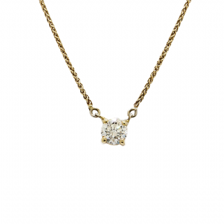 Pre-Owned 9ct Yellow Gold Diamond Solitaire Necklet 0.45ct