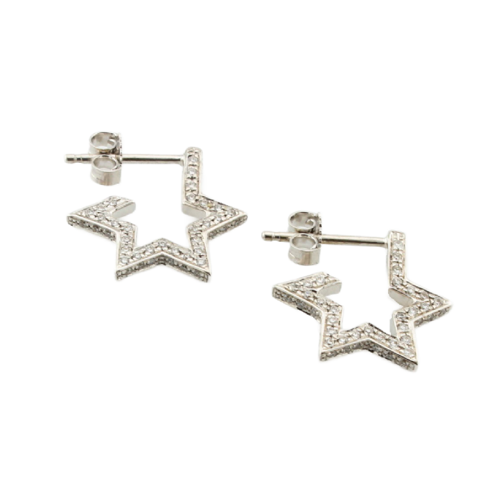 Pre-Owned 18ct White Gold Diamond Star Earrings 0.50ct Total