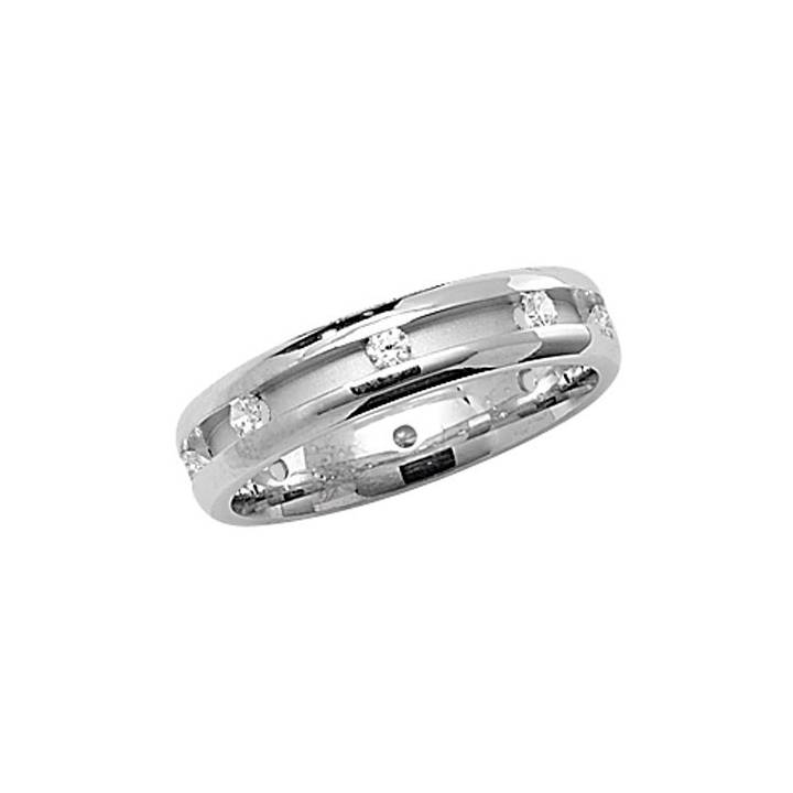 New Silver 5mm Stone Set Wedding Ring