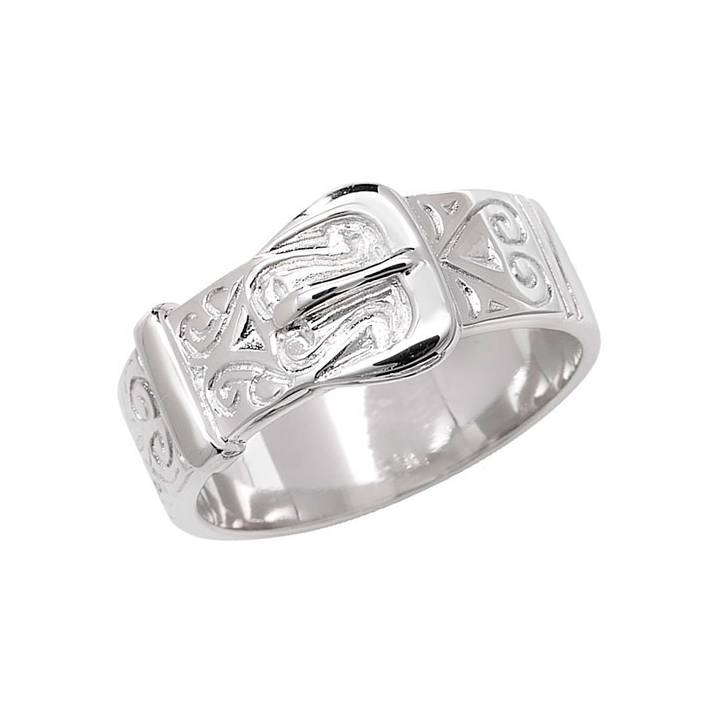 New Silver Engraved Buckle Ring