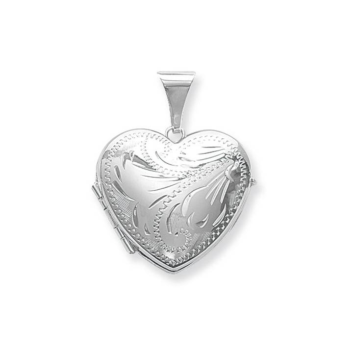 New Silver Engraved Family Heart Locket 1102317