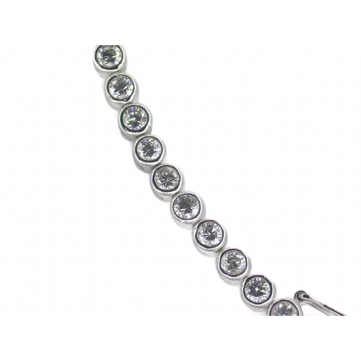 New Silver Rub Over Stone Set Line Bracelet 7