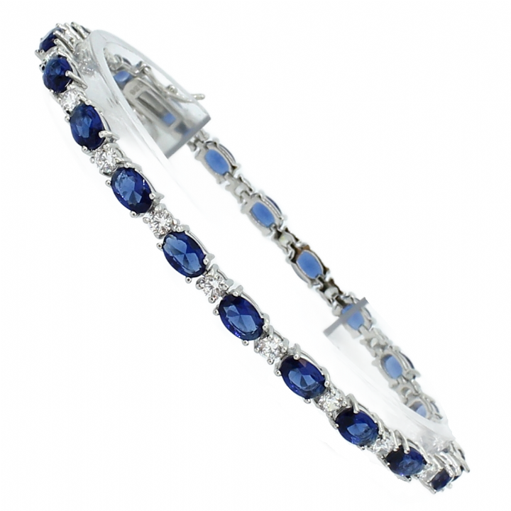 New Silver Blue & White Stone Set Bracelet