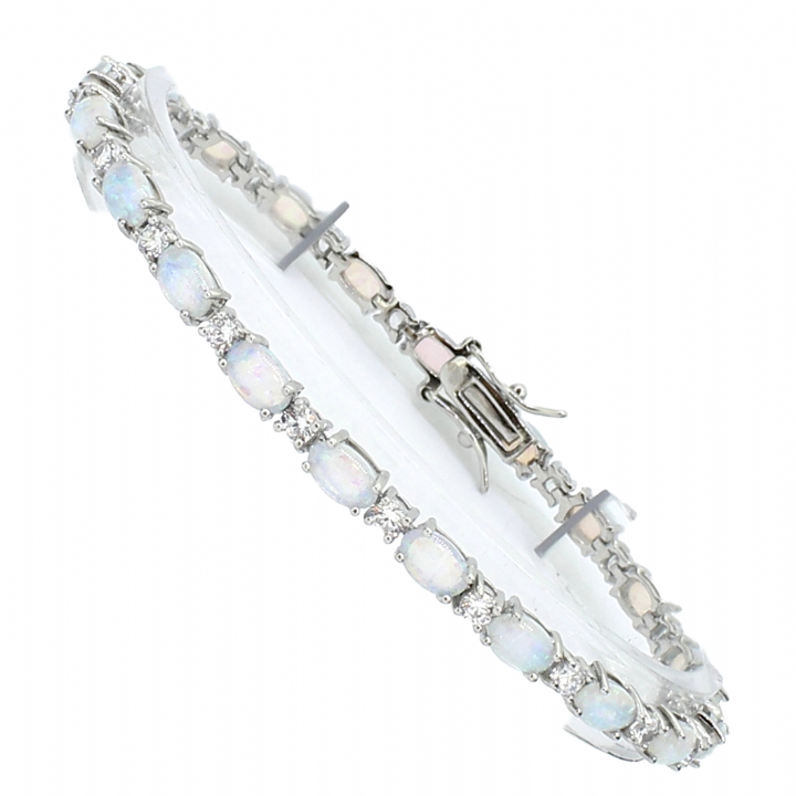 New Silver White Stone & Opalique Line Bracelet 1104227