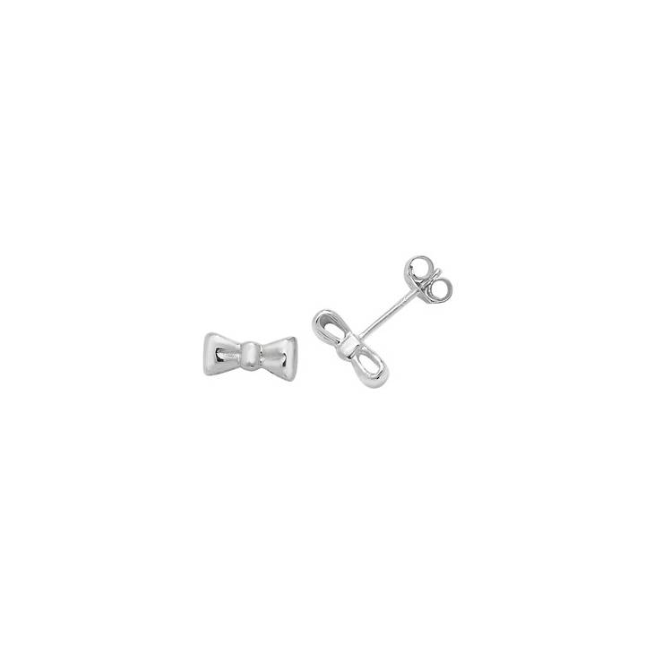 New Silver Plain Bow Stud Earrings 1105309
