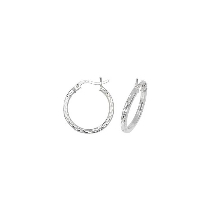 New Silver Small Narrow Diamond Cut Hoop Earrings 1105288