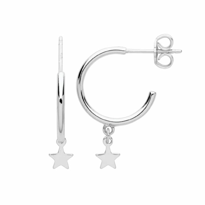 New Silver Plain Star Drop On Hoop Earrings 1105504