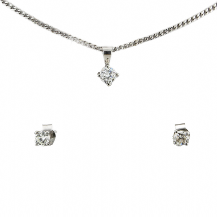 Pre-Owned Platinum Diamond Pendant & Earrings Total 0.58ct 1607575