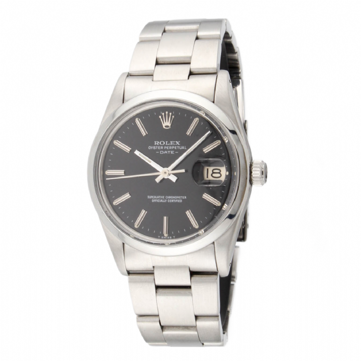 Pre-Owned 34mm Rolex Date Watch, Black Dial, 15000