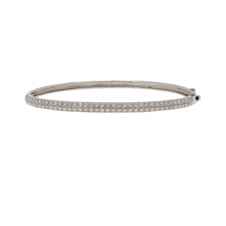 Pre-Owned 18ct White Gold Diamond Bangle Total 1.10ct 1607721