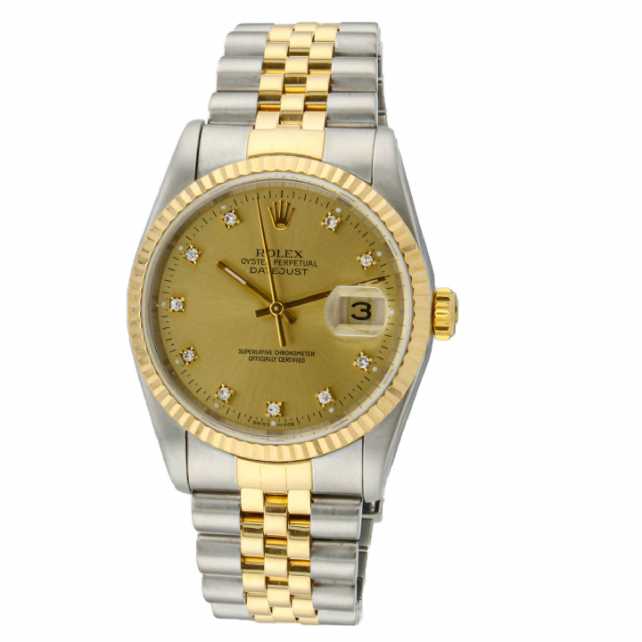 Pre-Owned 36mm Rolex DateJust Watch, Diamond Set Dial, 16233 1701818