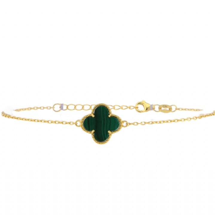 New Gold Plated Silver Green Clover Bracelet