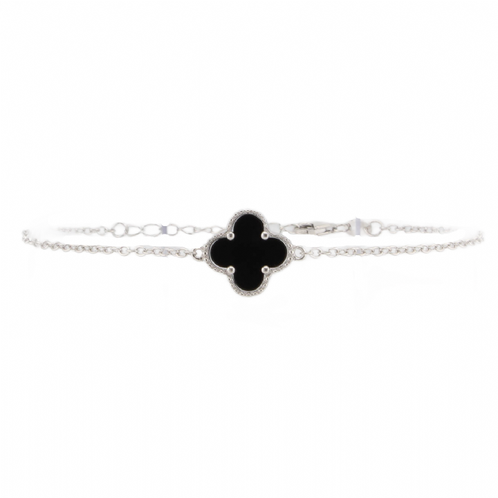 New Silver Black Clover Bracelet 1104257