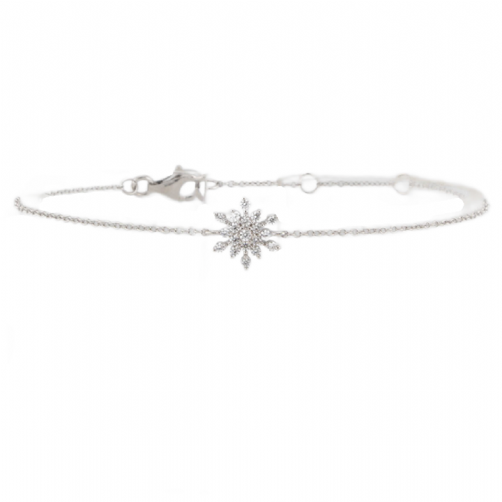 New Silver Stone Set Snowflake Bracelet 1104242
