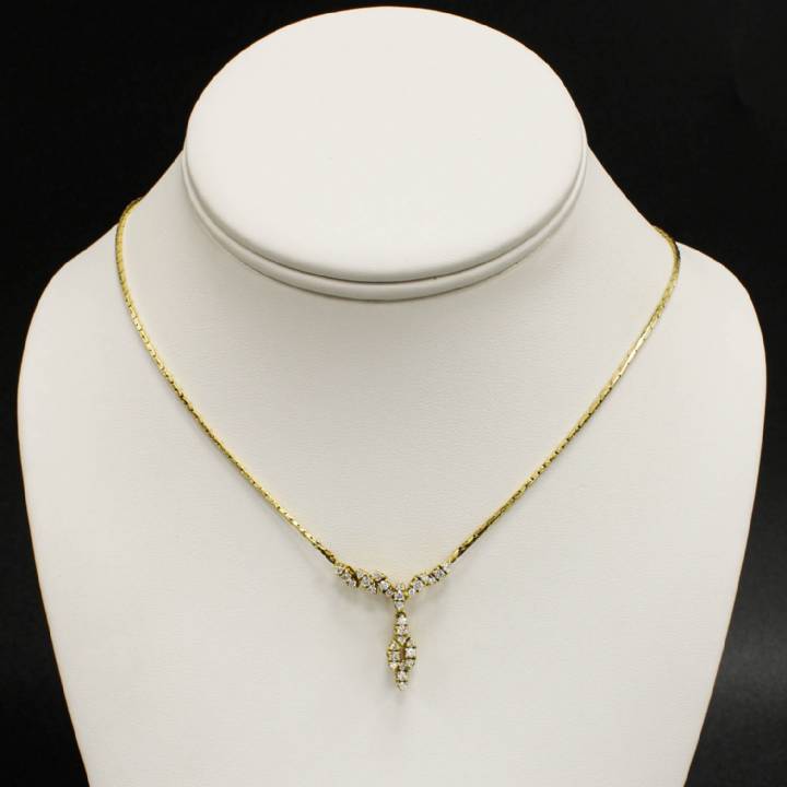 Pre-Owned 18ct Yellow Gold Diamond Trapeze Necklet 0.60ct Total 1607637