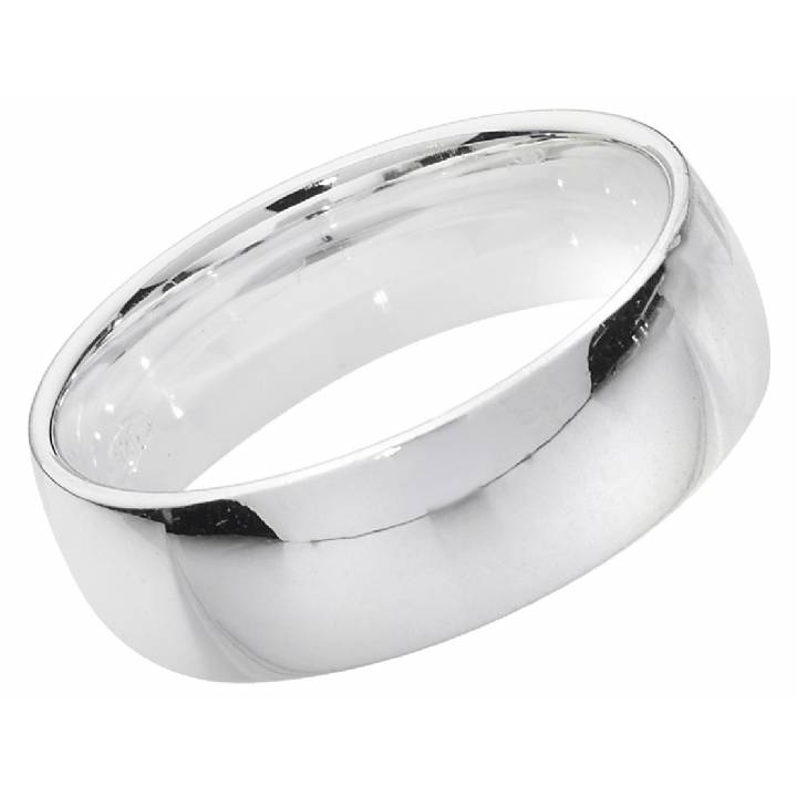New Silver 6mm Plain Court Wedding Ring