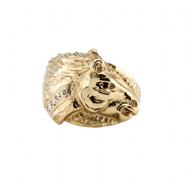 Pre-Owned 9ct Yellow Gold Horsehead Ring 1622526