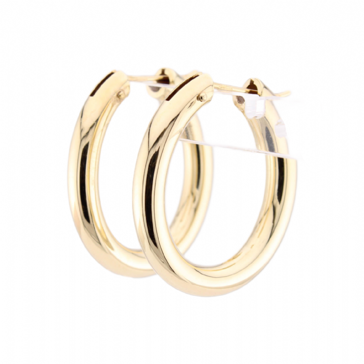 Pre-Owned 9ct Yellow Gold Plain Polished Tube Hoop Earrings