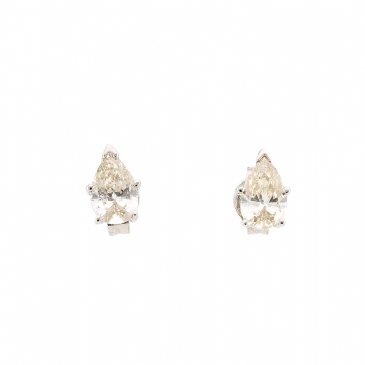 Pre-Owned 18ct White Gold Diamond Solitaire Earrings Total1.02ct