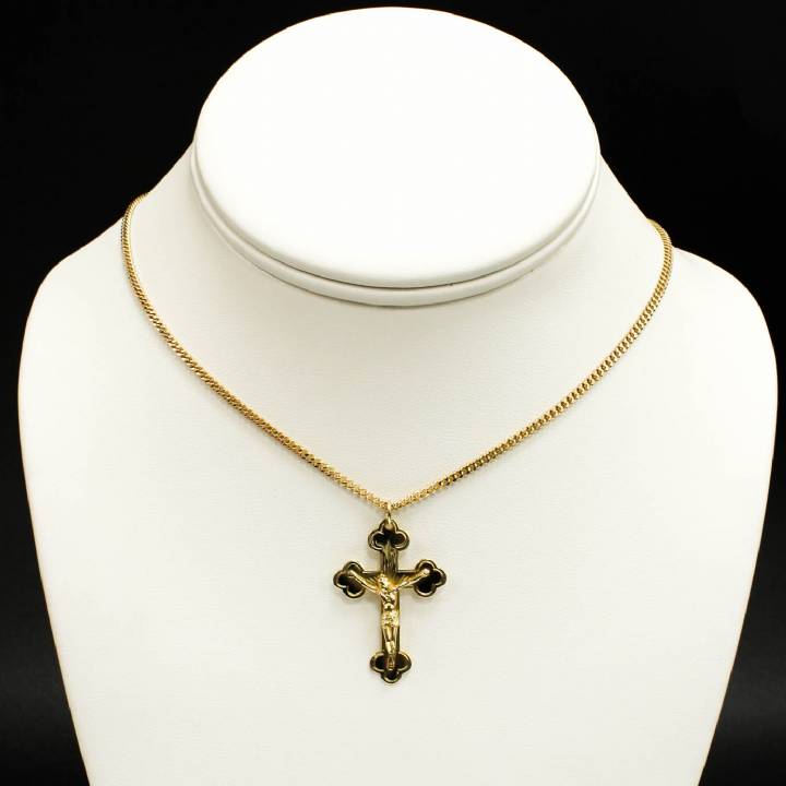 Pre-Owned 9ct Yellow Gold Crucifix Pendant & 20