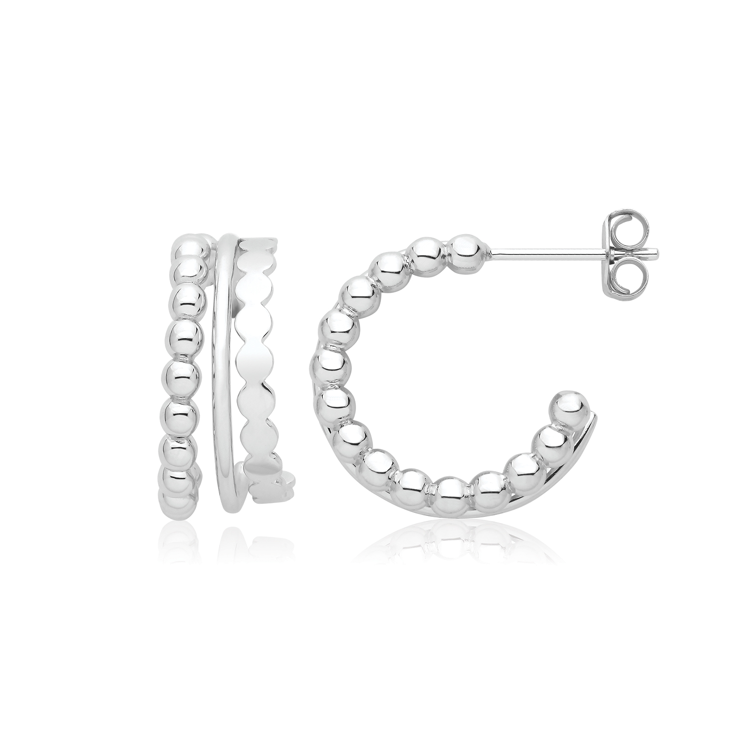 New Silver Triple Hoop Stud Earrings New Silver Triple Hoop Stud Earrings