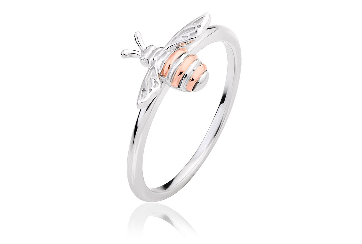 Clogau Silver & Gold Honey Bee Ring, Size P  Was £79.00