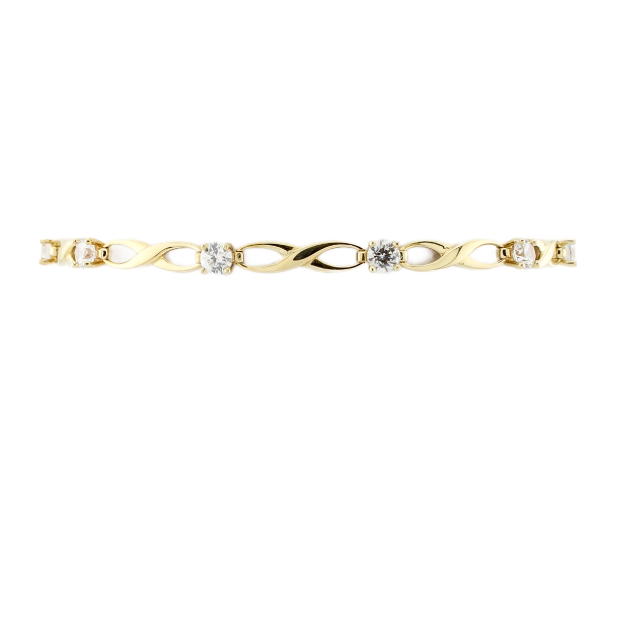 9ct Yellow Gold Stone Set Infinity Bracelet