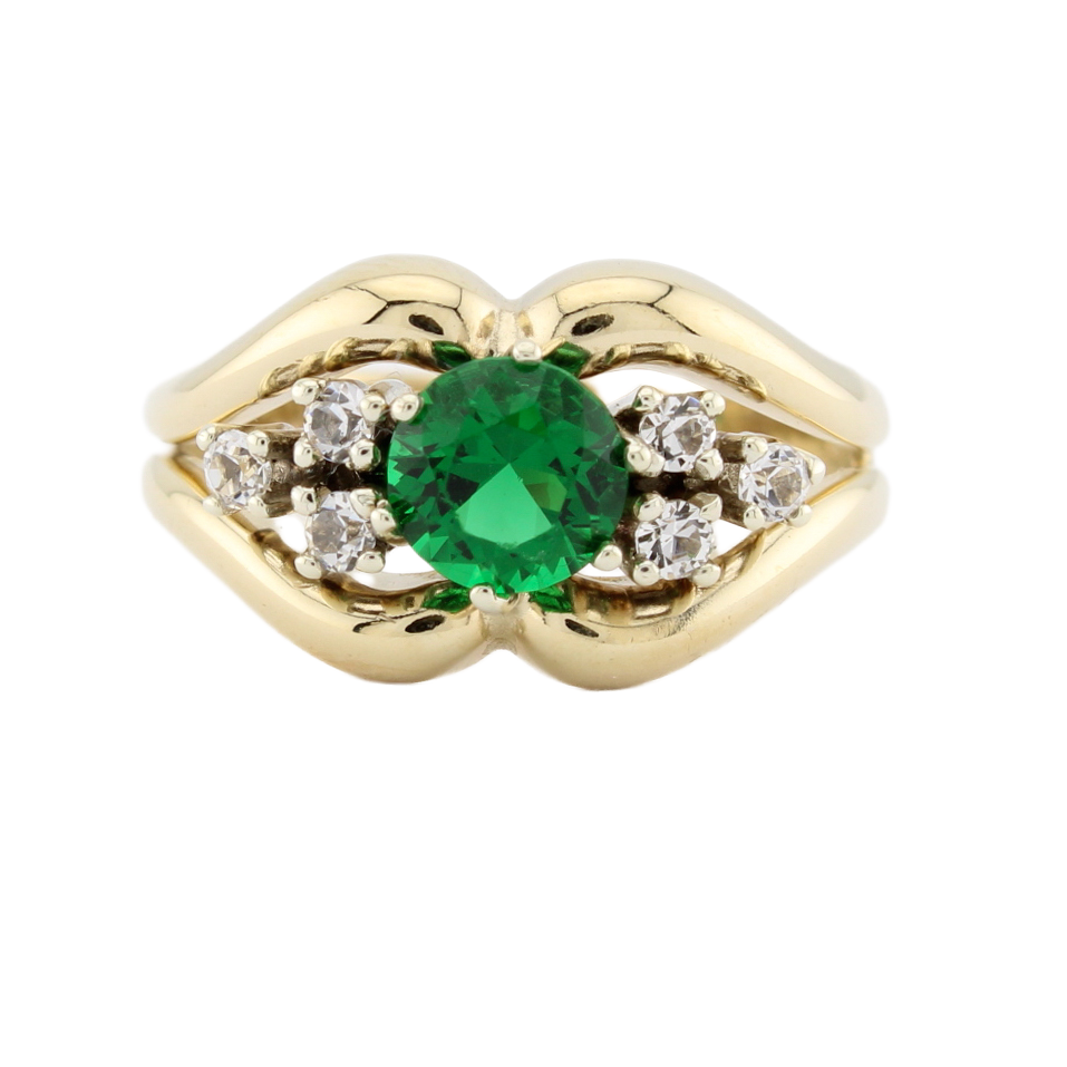 9ct Yellow Gold Green & White Gold Cluster Ring 9ct Yellow Gold Green & White Gold Cluster Ring