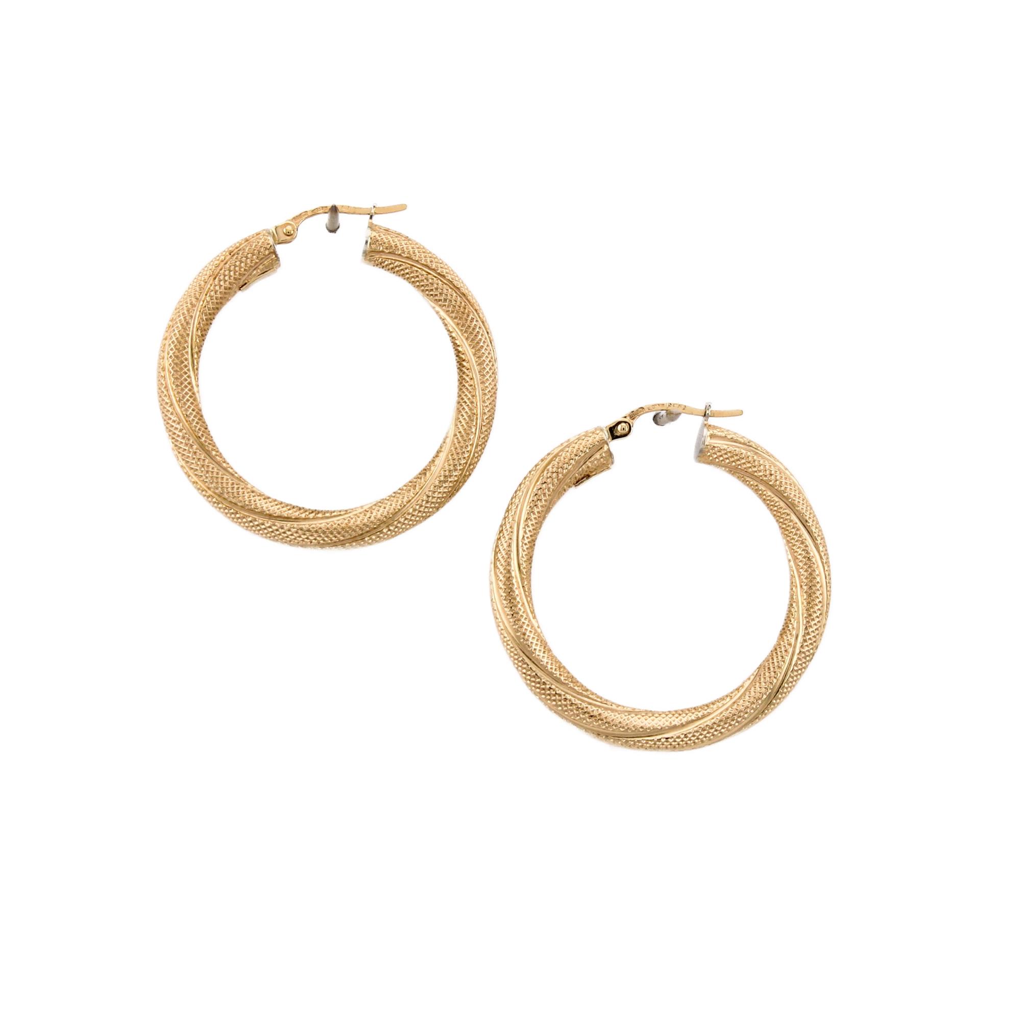 Pre-Owned 9ct Yellow Gold Twist Hoop Earrings