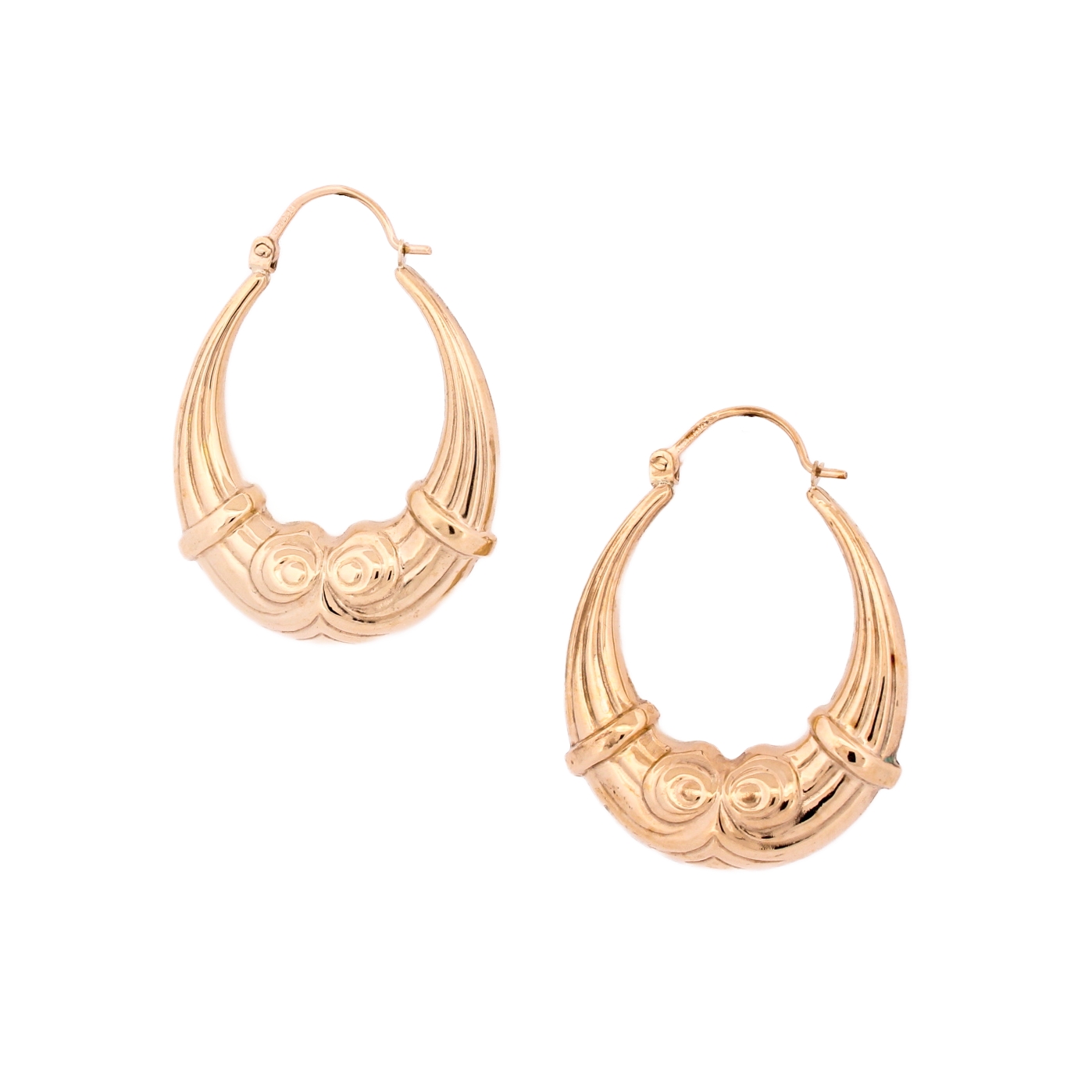 Pre-Owned 9ct Yellow Gold Patterned Creole Earrings
