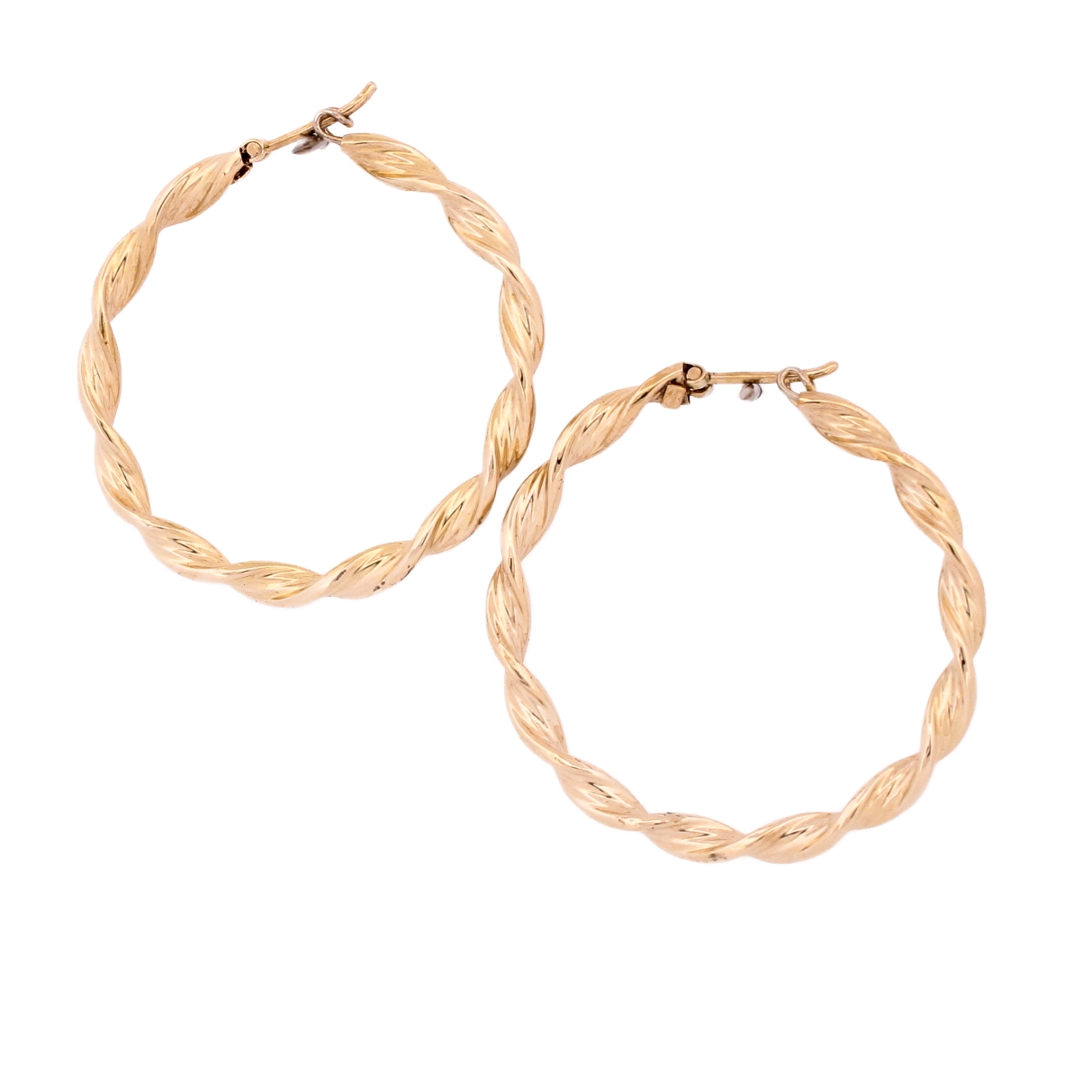 Pre-Owned 9ct Yellow Gold Twist Ribbon Hoop Earrings