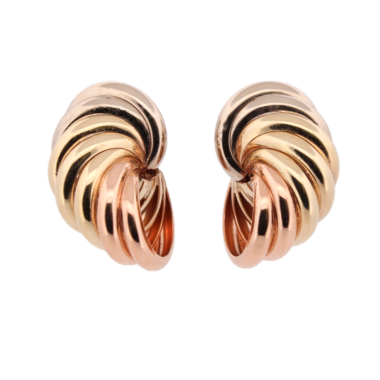 Pre-Owned 9ct 3 Colour Gold Fancy Stud Earrings