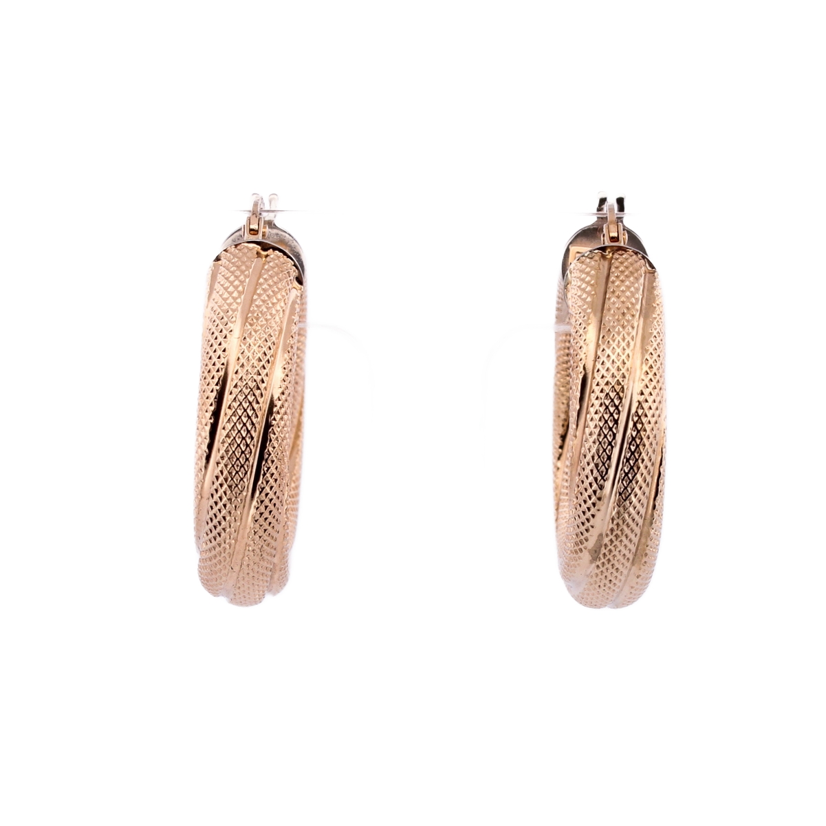 9ct Yellow Gold Textured Creole Hoop Earrings
