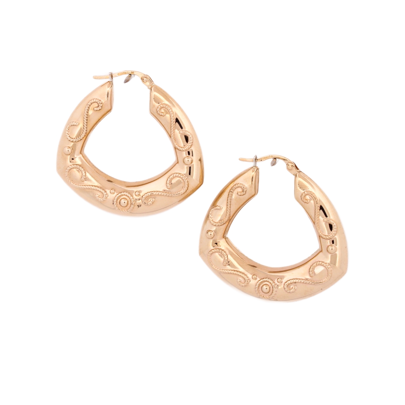 9ct Yellow Gold Triangular Creole Hoops