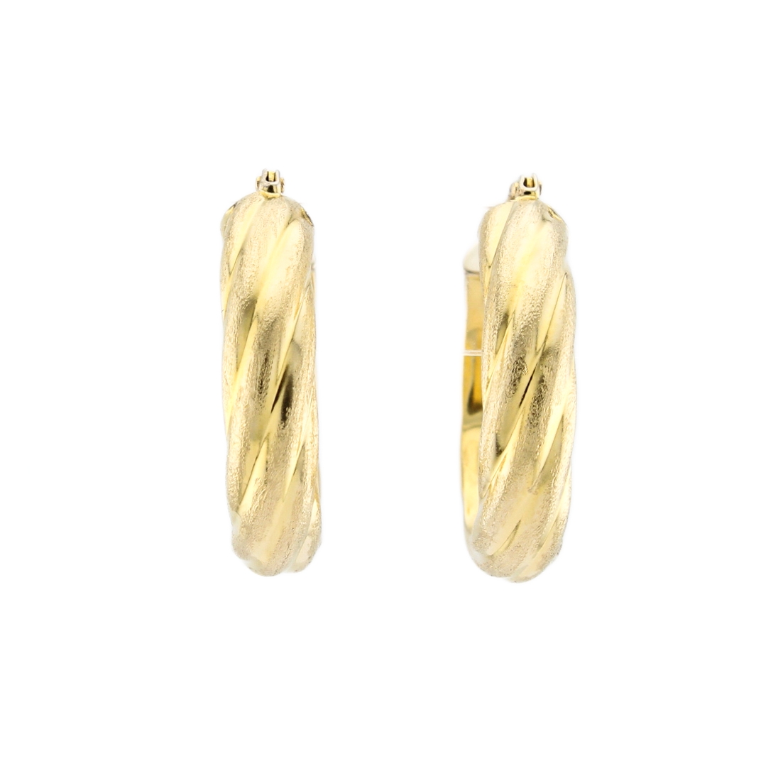 9ct Yellow Gold Hollow Frosted Hoop Earrings 9ct Yellow Gold Hollow Frosted Hoop Earrings