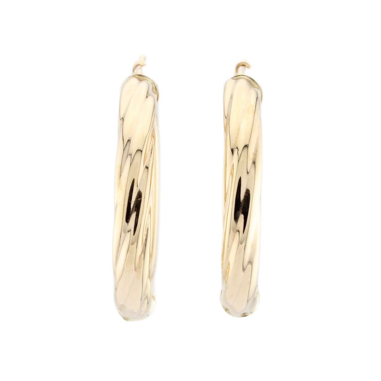 9ct Yellow Gold Twist & Plain Hoop Earrings