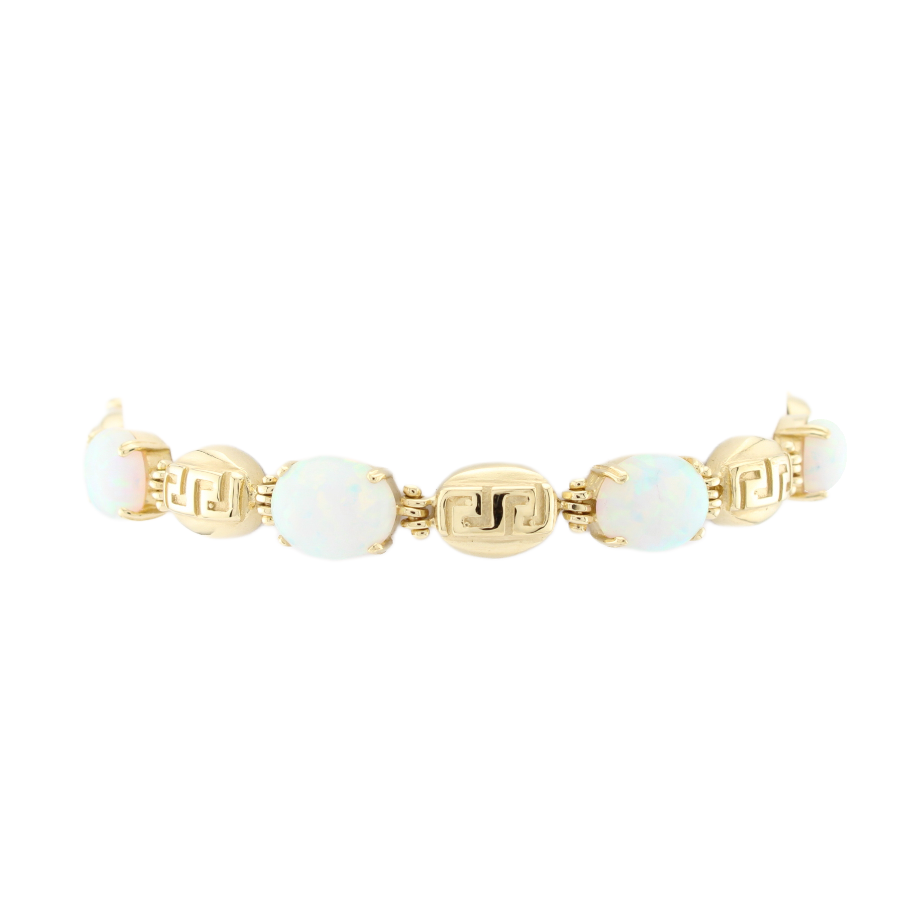 14ct Yellow Gold Opal & Greek Key Bracelet 14ct Yellow Gold Opal & Greek Key Bracelet
