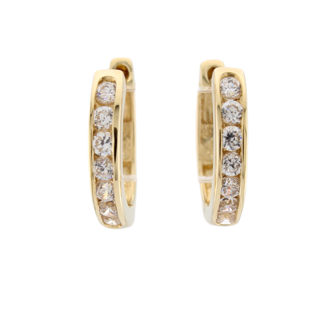 14ct Yellow Gold Stone Set Huggie Earrings 14ct Yellow Gold Stone Set Huggie Earrings